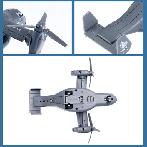 Miniatura 7 de Avión de helicóptero de transporte militar de metal fundido a presión - Modelo de aleación a escala 1:400, juguete de avión rotor gemelo, Tiltrotor