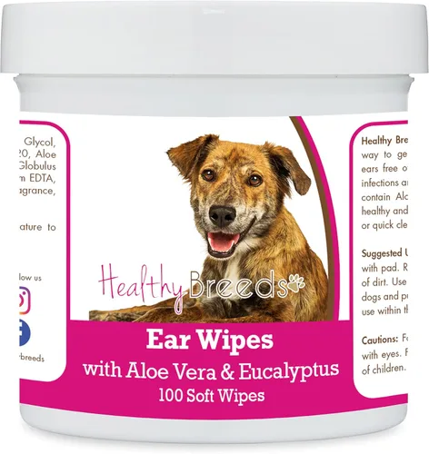 Miniatura 71 de Healthy Breeds Pastor alemán, silla de montar, toallitas de limpieza de oídos con aloe y eucalipto para perros, 100