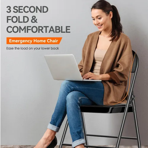 Miniatura 4 de Paquete de 6 sillas plegables con cojín acolchado, silla de metal con marco de acero de capacidad de 450 libras y asiento cómodo, silla plegable