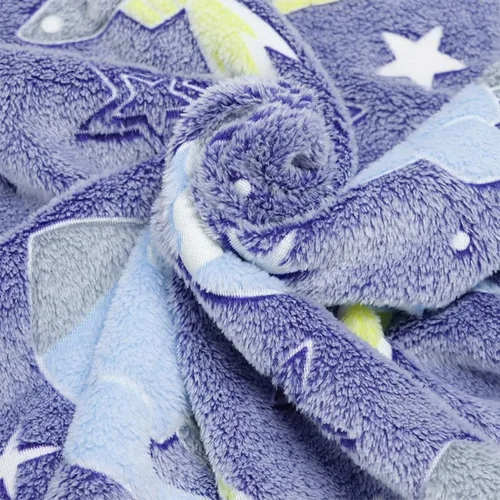 Miniatura 5 de Manta de cohete que brilla en la oscuridad, manta espacial de nave espacial luminosa, luna y estrellas, regalos para niños pequeños y niñas