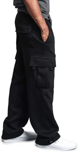 G-Style USA - Pantalones tipo cargo de vellón para hombre, pesados y unicolor