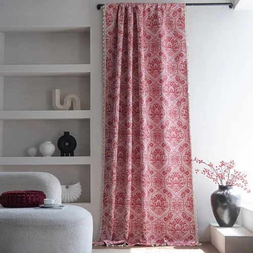 Miniatura 18 de ENJOYBRIDAL - 2 paneles de cortinas, florales, estilo bohemio, de granja, rústico o clásico, semitraslúcidas, con bolsillo para cortinero y borlas