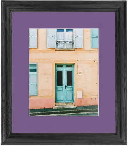 Miniatura 2 de ArtToFrames Marco de fotos de roble rojo sólido de 18 x 24 pulgadas con paspartú de uva individual de 2 pulgadas, SingleMat-0066-59504-YBLK-18x24-849