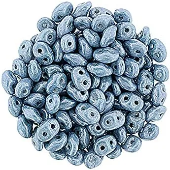 Miniatura 20 de Matubo Superduo - Cuentas de vidrio prensado checo con 2 agujeros, 0.098 x 0.197 in, tiza metálica de amatista brillante