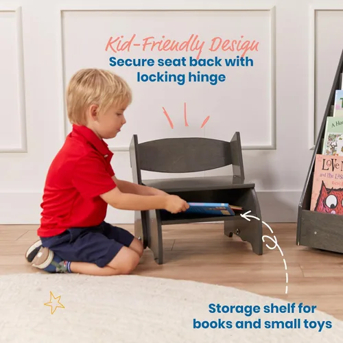 Miniatura 5 de ECR4Kids Taburete y silla Flip-Flop, muebles para niños, gris lavado