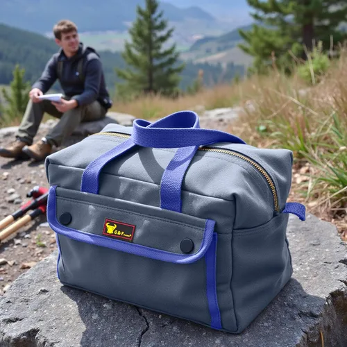 Miniatura 10 de Bolsa de lona encerada multiusos estilo militar, resistente al agua, correa ajustable, totalmente forrada, cierre de doble cremallera, uso pesado