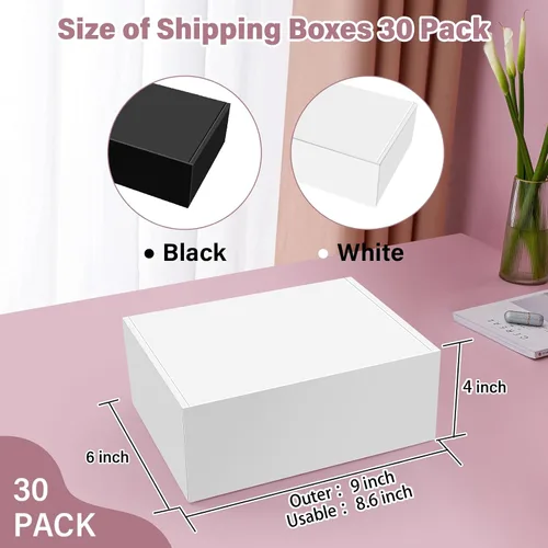 Miniatura 2 de BoShahai Paquete de 30 cajas de envío de cartón corrugado blanco de 9 x 6 x 4 pulgadas, cajas de envío, cajas de embalaje reciclables para regalos