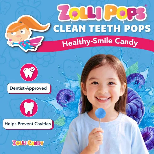 Miniatura 3 de Zollipops - Paletas Clean Teeth, sabor frambuesa azul, 6.2 onzas