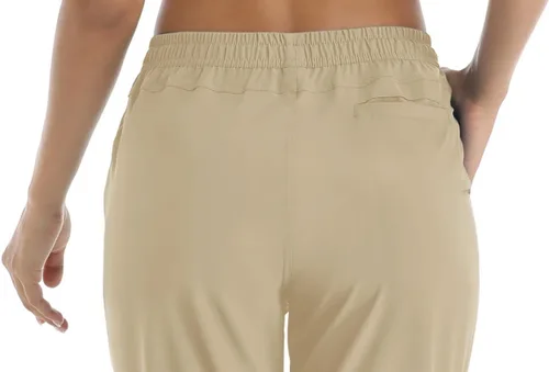 Miniatura 6 de TACVASEN Pantalones deportivos de senderismo para mujer, de secado rápido, ligeros, con cordón, Caqui