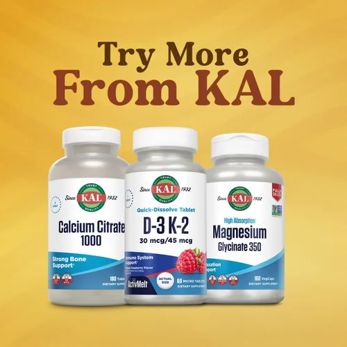 Miniatura 6 de KAL Vitamina D3 K2 ActivMelt - Suplemento de apoyo inmunológico con vitamina D como D3 y MK7 VIT K2 para apoyar huesos fuertes, tabletas