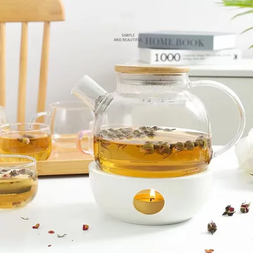 Miniatura 4 de Tetera de vidrio con infusor para té suelto y té floreciente, tetera de vidrio resistente al calor y hervidor para estufa, perfecta tetera, 33.8 fl