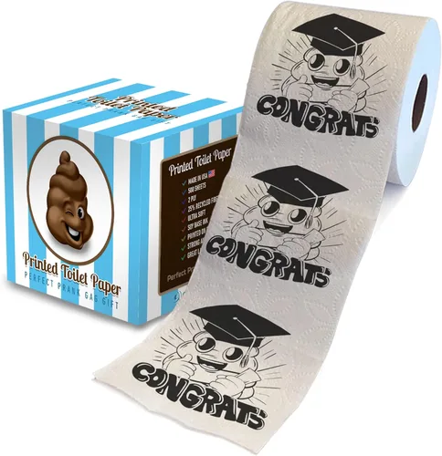 Printed TP Congrats - Papel higiénico impreso para regalo, divertido rollo de papel higiénico para bromas, sorpresa, decoración de baño, regalo