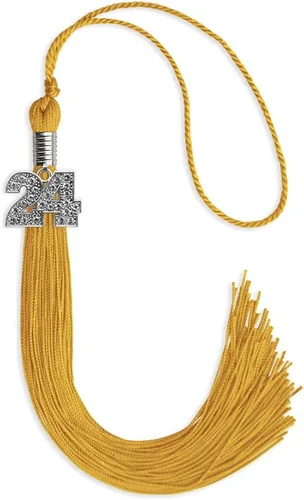 Miniatura 58 de Endea Graduation Borla de un solo color con dije de plata brillante (oro antiguo, 2022)