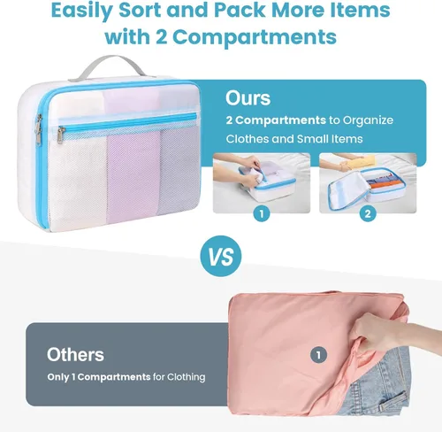 Miniatura 4 de Cambond Cubos de embalaje de malla de doble uso, bolsa de lavandería Cubos de embalaje transparentes para viajes, bolsas de lavandería de malla