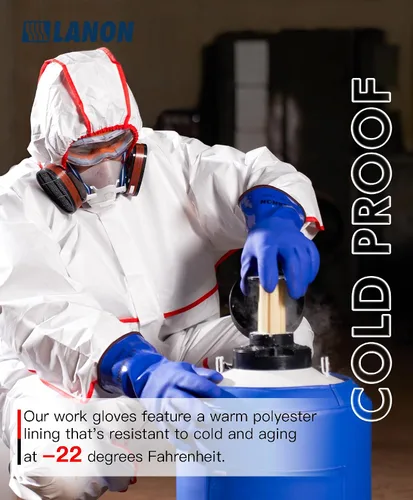 Miniatura 3 de LANON Guantes de Trabajo Pesado con Revestimiento de PVC a Prueba de Frío, Guantes de Trabajo Cálidos Impermeables para Trabajo en Congelador
