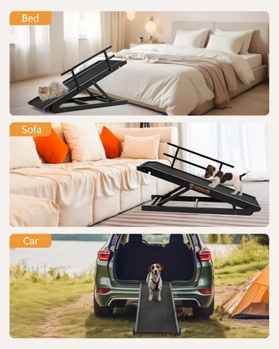 Miniatura 3 de Rampa para perros para cama, rampa ajustable para mascotas para que los perros se suban a la cama, rampa plegable para perros y gatos