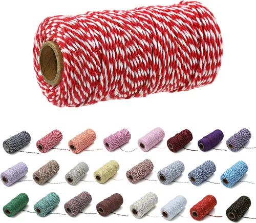 1 rollo de cuerda de algodón colorida de 0.0787 in de 109 yardas, cuerda para panaderos, manualidades DIY, envoltura de regalos, Navidad, boda, #02