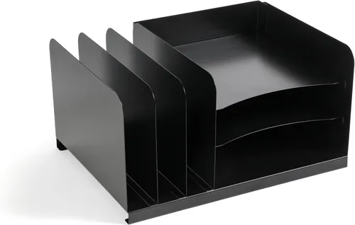 Miniatura 3 de Huron Organizador de archivos de escritorio Combo Vert 3 ranuras/Horz 3 ranuras, acero de grado comercial negro