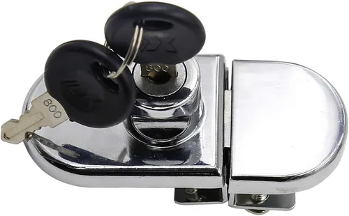 Miniatura 4 de Cerradura de vitrina sin taladro para vidrio de 0.2 a 0.3 pulgadas, llave igual, montaje puerta a puerta, 2 juegos ovalados cromados de 3.35 x 1.49