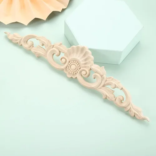 Miniatura 5 de MUXSAM Apliques tallados en madera, paquete de 2 calcomanías de tallas de madera sin pintar, superposición decorativa para paredes, puertas