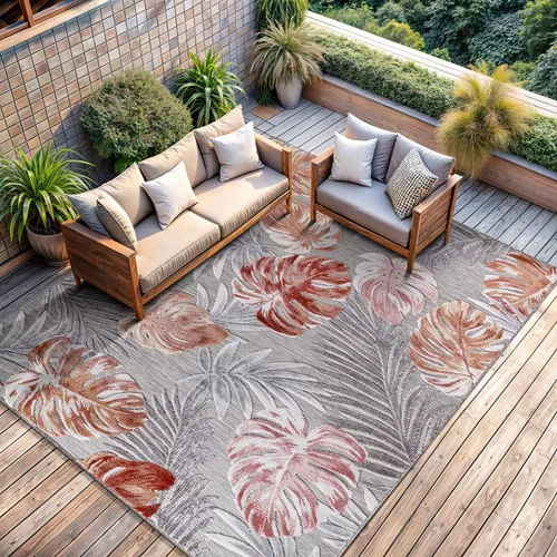 Miniatura 77 de CAMILSON Alfombra para Interiores y Exteriores, Alfombras de Área Azules 5x7 con Hojas Tropicales Botánicas para Patios Interiores y Exteriores