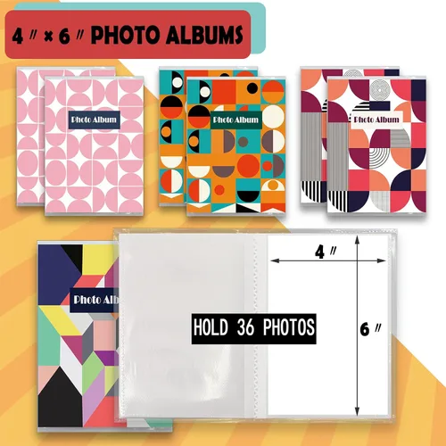 Miniatura 4 de Álbum de fotos pequeño de 4 x 6 para fotos, juego de 8, capacidad para 36 fotos cada uno, capacidad de 288, 4 patrones, fundas flexibles extraíbles
