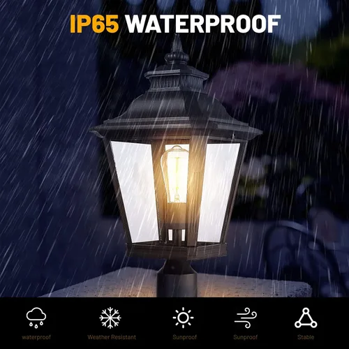 Miniatura 4 de Luces de poste grandes para exteriores, lámpara de poste con acabado negro, impermeable y antioxidante, moderna iluminación exterior de pilar