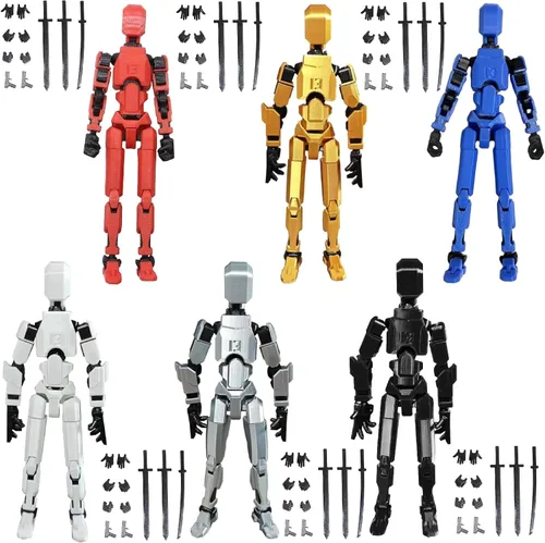 Miniatura 10 de FoxVilla Figura de acción T13 de montaje completada, figura de acción impresa en 3D de Titan 13, Lucky 13 Maniquí ensamblado 13 brilla en la Verde