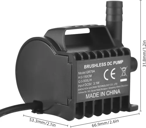 Miniatura 2 de Bomba de agua eléctrica pequeña, bomba sumergible de potencia silenciosa y fuerte con USB para acuario, peces, fuente de estanque de jardín, Qr75a