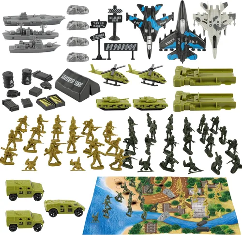 Miniatura 9 de TOY Life 95 piezas de juguetes del ejército para hombres, soldados de juguete para niños, figuras de acción de plástico, juego militar de soldado
