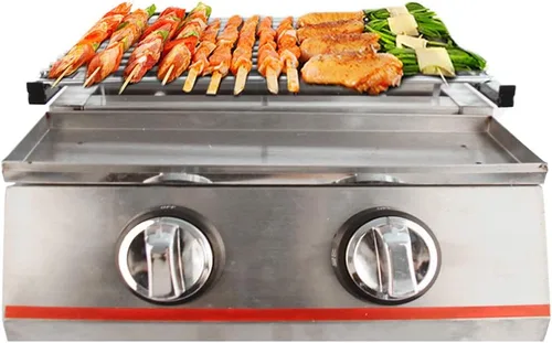 Parrilla de mesa portátil de gas de 2 quemadores, barbacoas de gas LPG, parrilla de mesa antiadherente, parrilla de gas para fiestas, barbacoas en