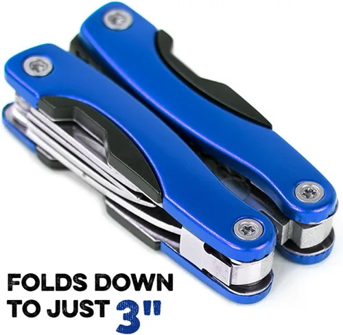 Miniatura 2 de Knack Knack - Multiherramienta 11 en 1, herramienta plegable de bolsillo de acero inoxidable de 3 pulgadas con bolsa de transporte (azul)