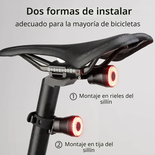 Miniatura 6 de ROCKBROS Luz Trasera de Bicicleta Inteligente, Luces Traseras de Bicicleta con Sensor de Freno para Paseo Nocturno, Luces Traseras LED