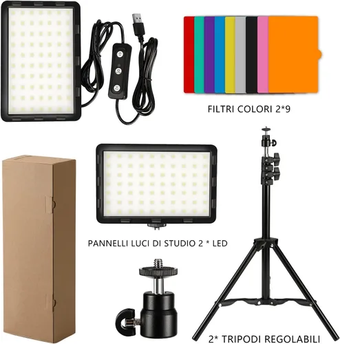 Miniatura 7 de Kit de iluminación de video fotográfico, luces LED de transmisión de estudio con 70 cuentas y filtro de color para cámara, foto, escritorio