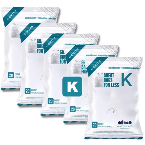 Miniatura 11 de Plasticplace Bolsas de basura de ajuste personalizado, compatibles con simplehuman Code K (100 unidades) con cordón azul tintado de 10 galones / 38
