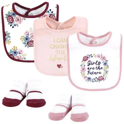 Miniatura 20 de Hudson Baby Conjunto de babero y calcetines unisex de algodón para bebé, Tamaño único Chica Calabaza
