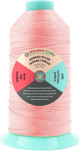 Miniatura 310 de Mandala Crafts - Hilo de nailon para coser cuero, tapicería, mezclilla y para trenzar el pelo; resistente, 1500 yardas, tamaño 69 T70 Marrón