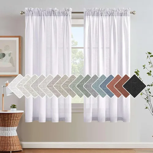 Miniatura 26 de H.VERSAILTEX Cortinas de Lino con Textura Filtradoras de Luz para Tratamiento de Ventanas de Sala de Estar, Cortinas Naturales Duraderas