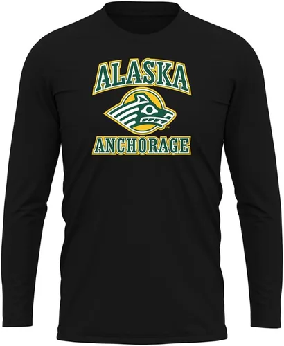 Miniatura 53 de Camisa deportiva de manga larga oficial de la NCAA Collegiate para hombre, colección negra con logotipo primario