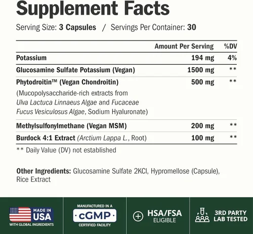 Miniatura 2 de Glucosamina Condroitina MSM – Suplemento de apoyo articular para mujeres y hombres con sulfato de glucosamina 1500 mg, condroitina y MSM