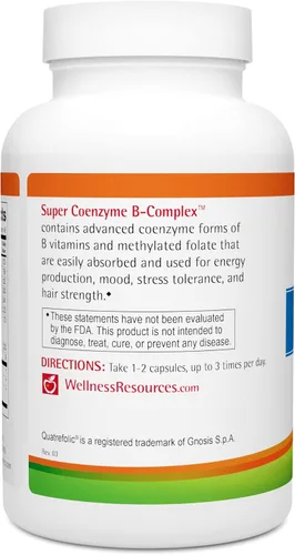 Miniatura 4 de Wellness Resources Super Coenzyme B Complex - Vitaminas B altamente absorbibles + metilfolato para energía, estrés, cabello (90 cápsulas)