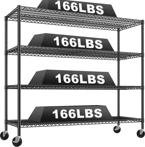 Miniatura 9 de REIBII Estantería de almacenamiento de 60" de ancho 2878LBS Unidad de estante de metal con ruedas Estantería de garaje resistente Estanterías