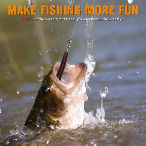 Miniatura 7 de Dovesun Weedless Worm Hooks Wacky Rig Hooks Texas Rig Hooks 30PCS Professional V Bass Fishing Hooks for Freshwater Saltwater 1/0 2/0 3/0
