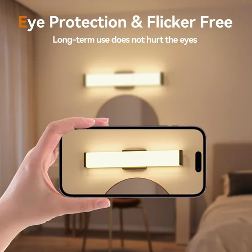 Miniatura 9 de Amico Accesorios de iluminación de baño, luces de tocador LED modernas atenuables de 5CCT de 16 pulgadas para baño, lámpara de pared negra