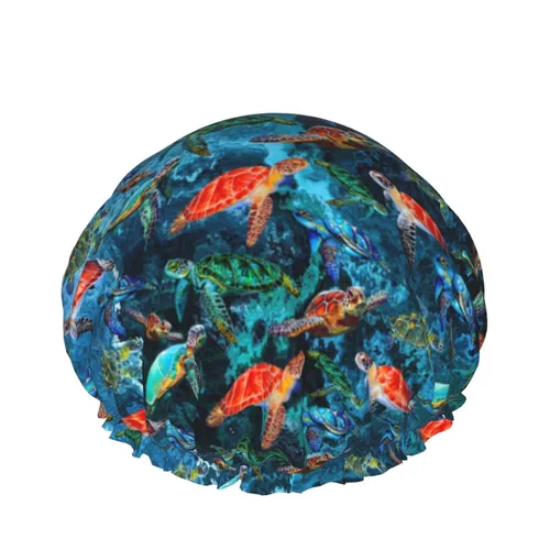 Miniatura 12 de Gorro de ducha de granja de animales abstractos de piel de vaca en blanco y negro para mujer, doble capa impermeable ajustable, gorra de baño