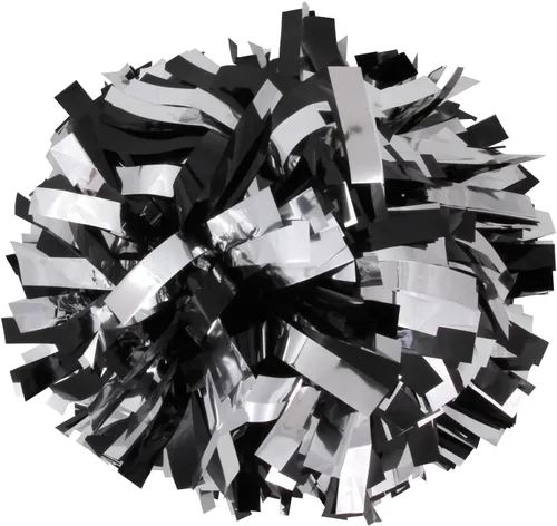 Miniatura 3 de Pompones metálicos de animadora de 6 pulgadas, 1 par, 2 piezas (negro)