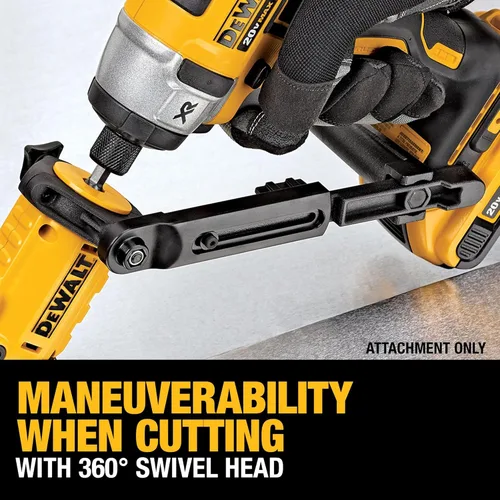 Miniatura 6 de DEWALT Cizalla/Cortador de Metal Accesorio para Taladro, Listo para Impacto, Cabezal Pivotante de 360 Grados, Corta Material de 18GA