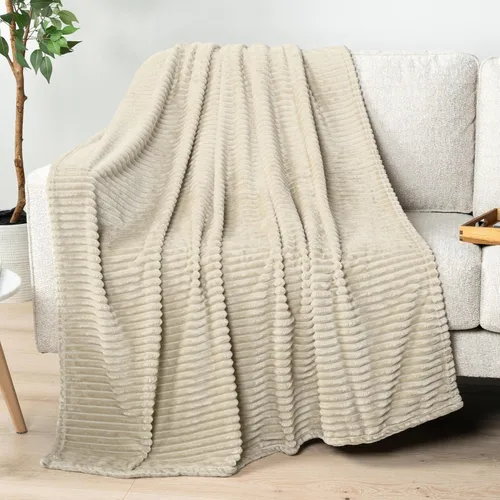 Miniatura 25 de PAVILIA Manta de forro polar súper suave, manta de franela de felpa mullida, cálida y acogedora manta de microfibra acanalada para sofá o cama, Negro