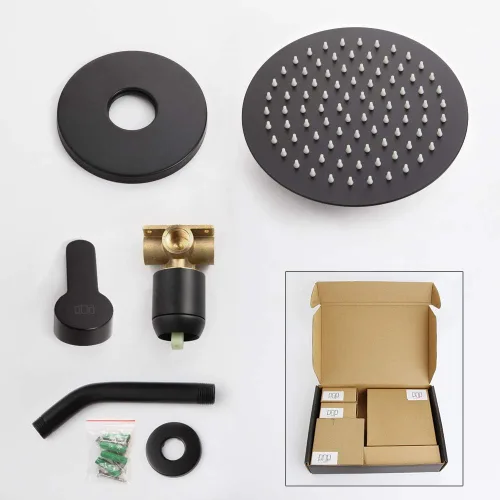 Miniatura 5 de Juego de grifo de ducha negro mate, sistema de ducha de lluvia de baño, montado en la pared, cabezal de ducha de 8 pulgadas y juego de manijas, kit