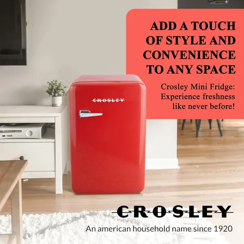 Miniatura 7 de Crosley Mini refrigerador retro de 3.2 pies cúbicos rojo vivo sin congelador, refrigerador compacto para dormitorio, garaje, oficina debajo